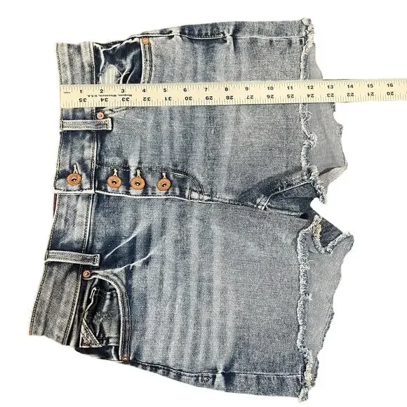 Maurices Edgely Hi-Rise Button Fly Distressed Jean Shorts Sz 2 - Picture 7 of 7